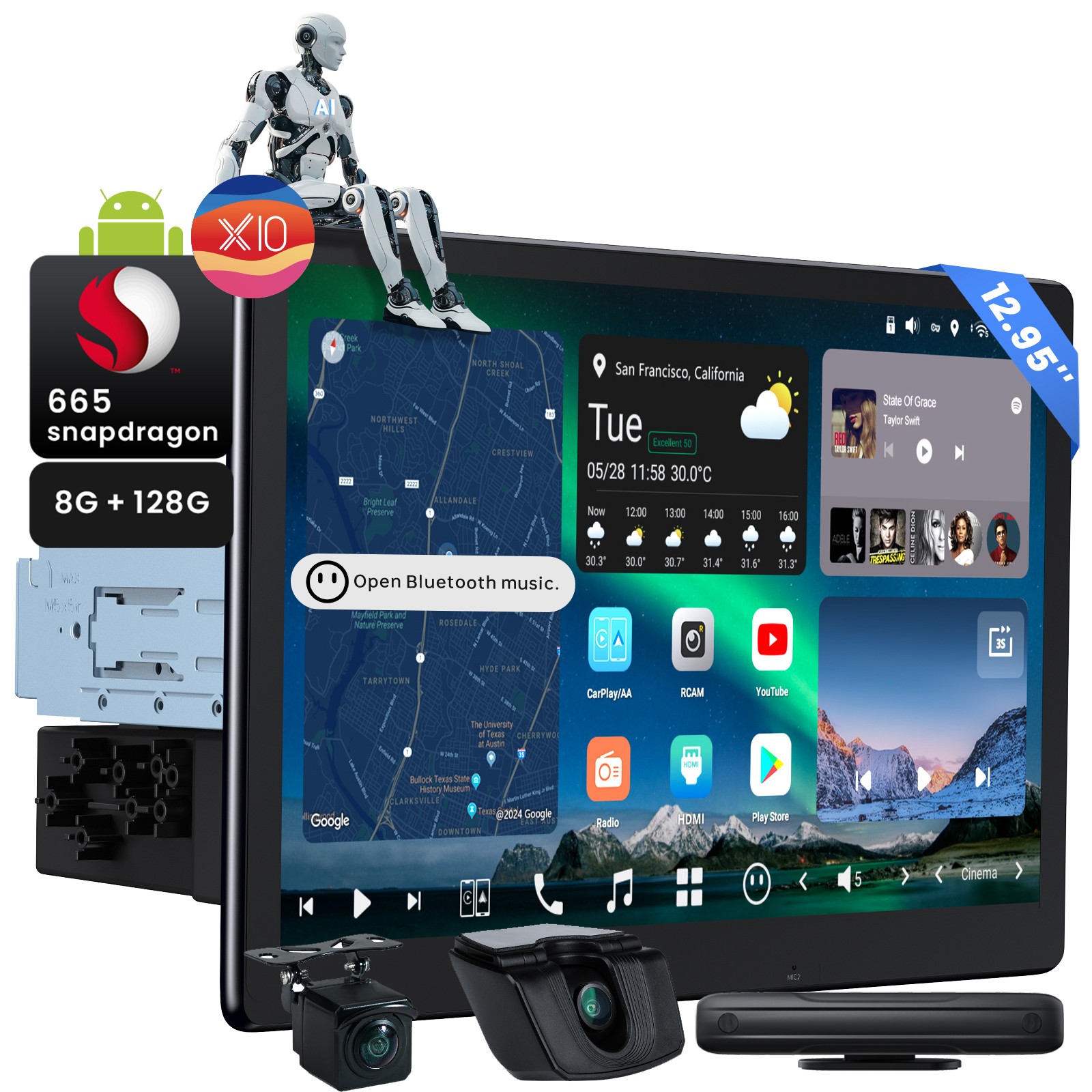 ATOTO X10 12.95” 1& 2Din Android Car Stereo Floating Display AI Vision w/ CAM