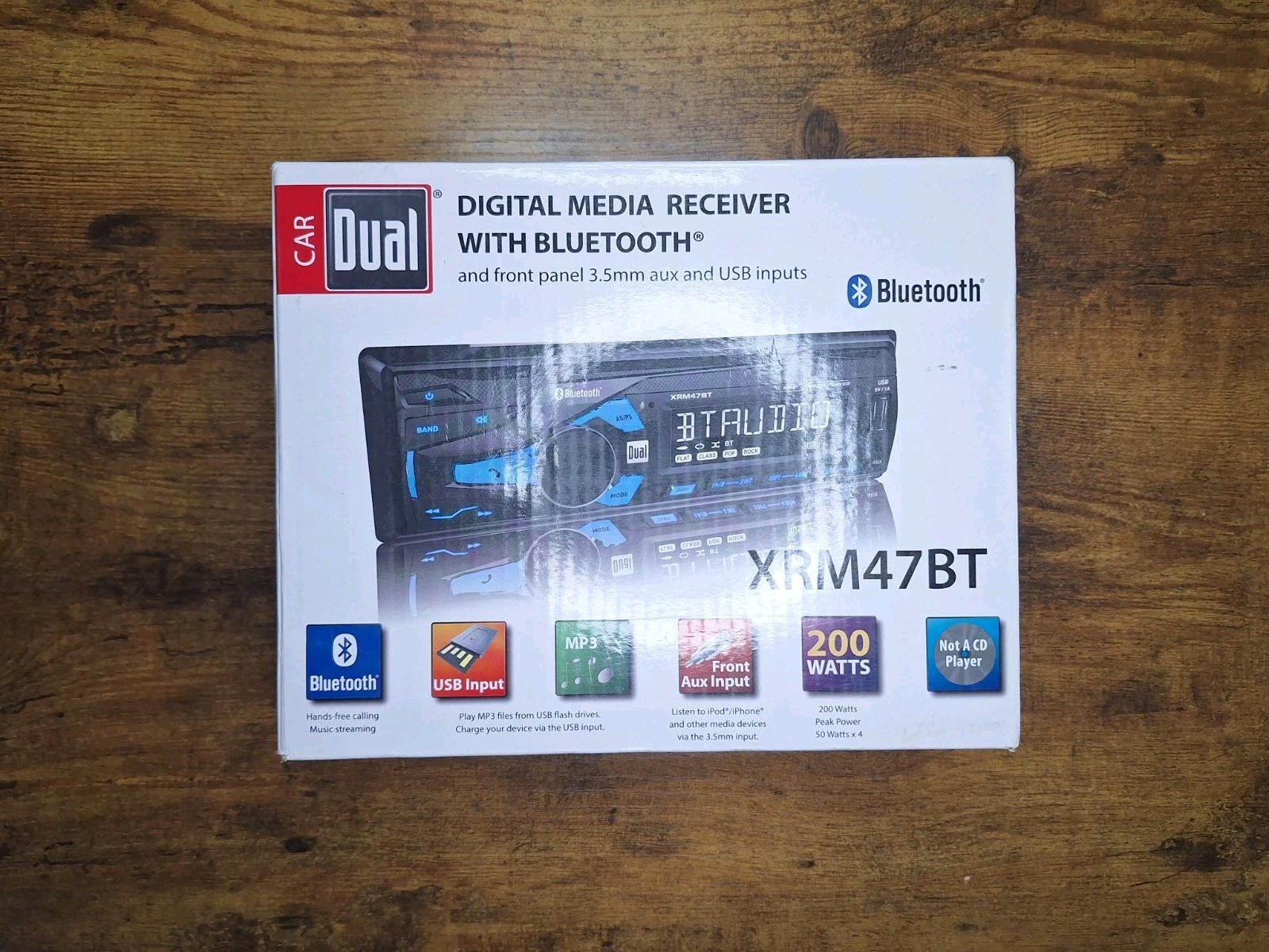 Dual Digital Car Radio & Media Receiver w/ Bluetooth, AM/FM, Model # XRM47BT