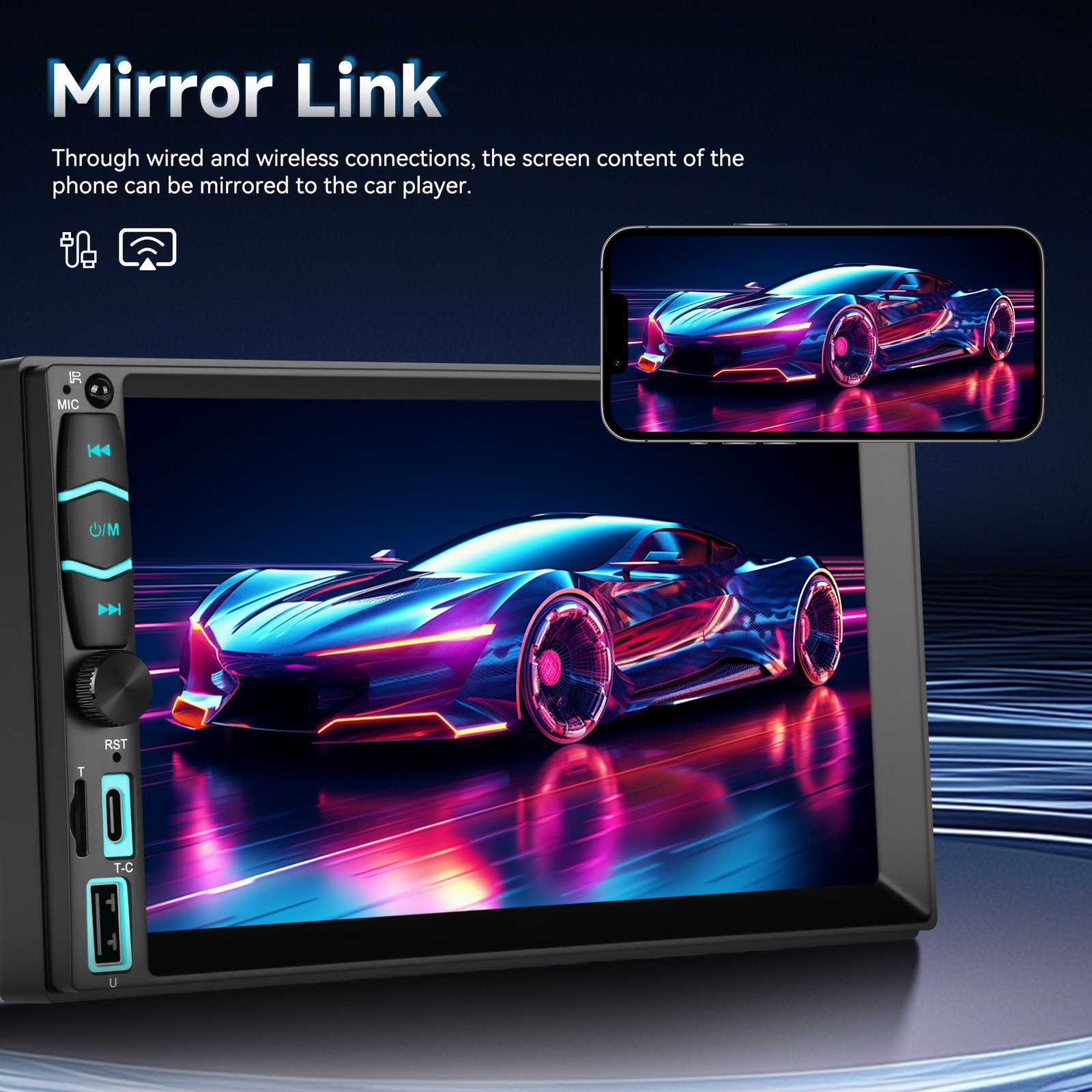 7″ Wireless Car Radio FM Double 2DIN Apple CarPlay Stereo Touch Screen Bluetooth