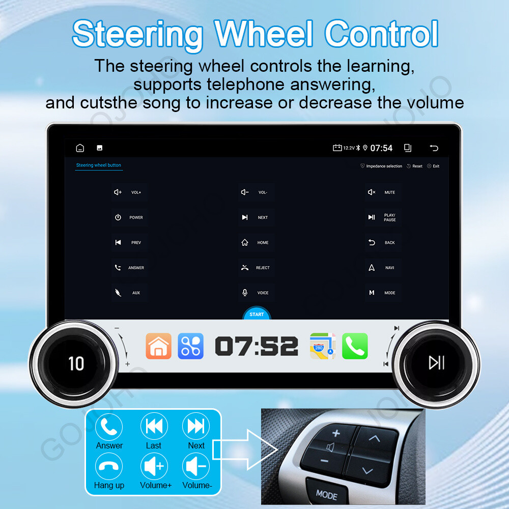 8-Core 10.1 inch Android 13 4GB+64GB Car Stereo Radio GPS Navi WiFi 2K QLED DSP