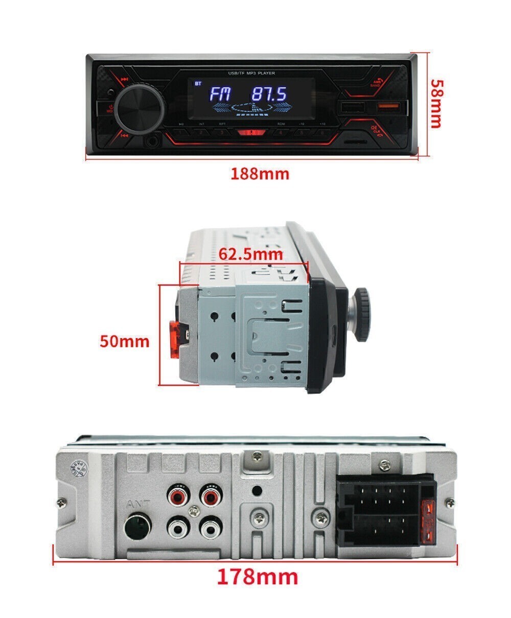 Bluetooth Car Stereo Audio In-Dash FM Aux Input Receiver SD USB MP3 Radio Player