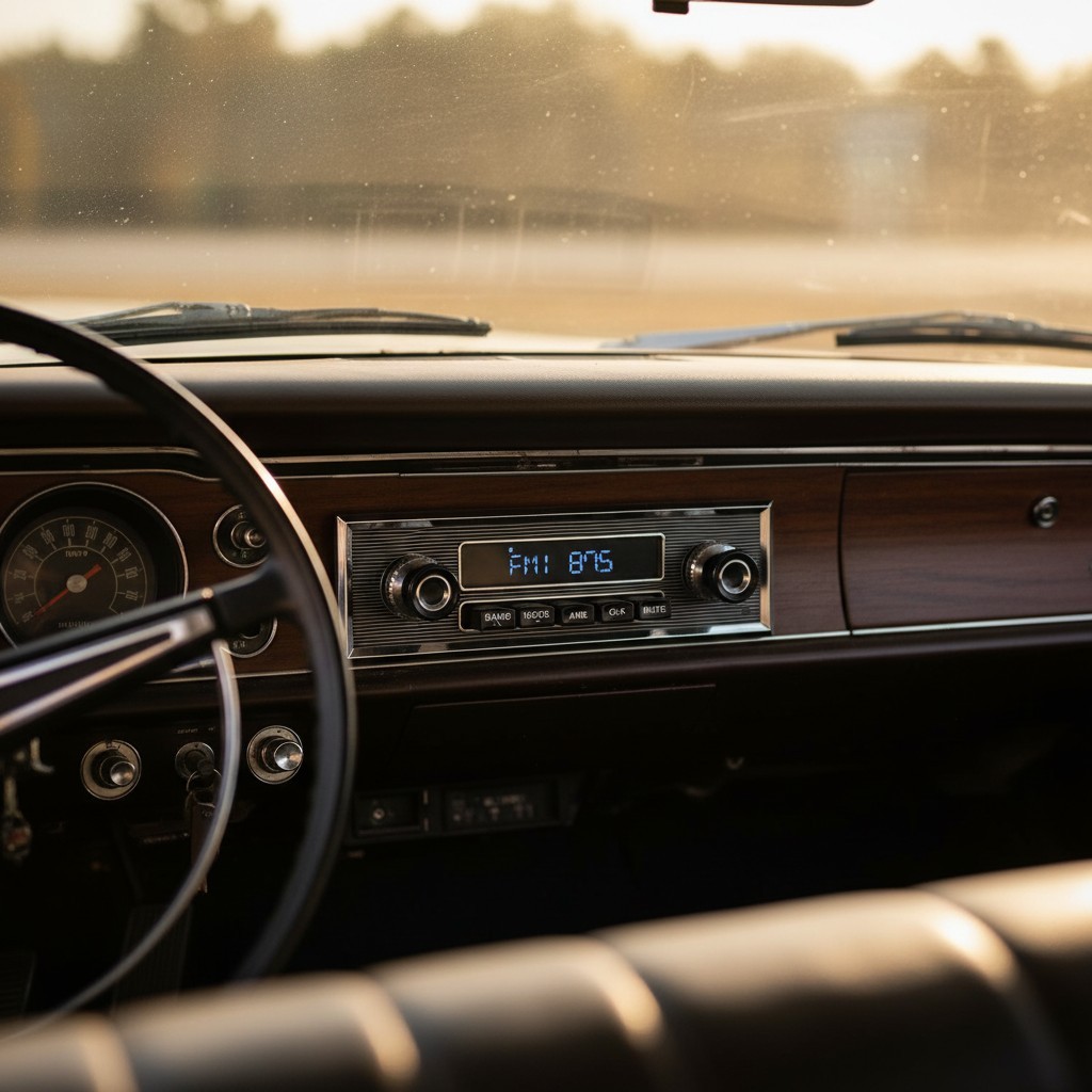 Single Din Retro Car Radio with Bluetooth Calling & Chrome Push Button Control