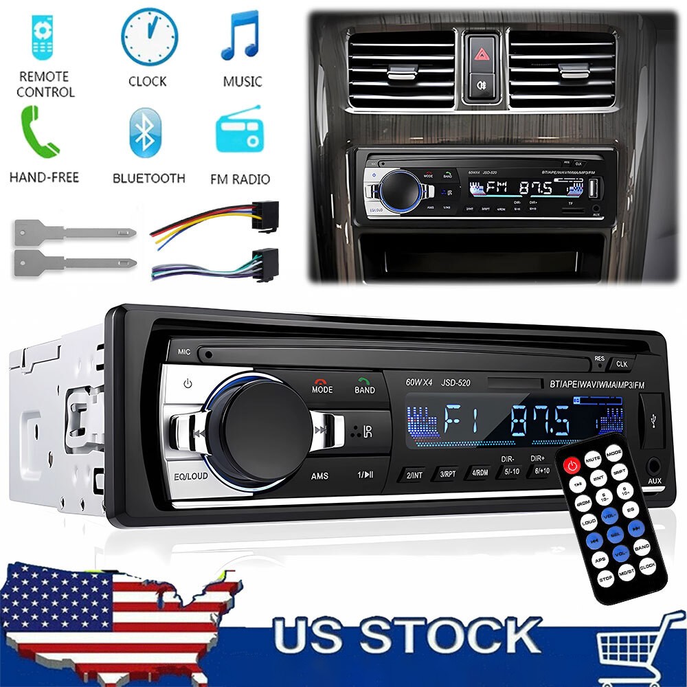 Bluetooth Car Stereo Audio In-Dash FM Aux Input Receiver SD USB MP3 Radio Player