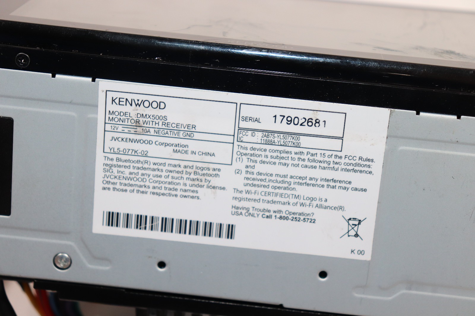 Kenwood AM/FM BT USB DMX125BT with Harness & Wires