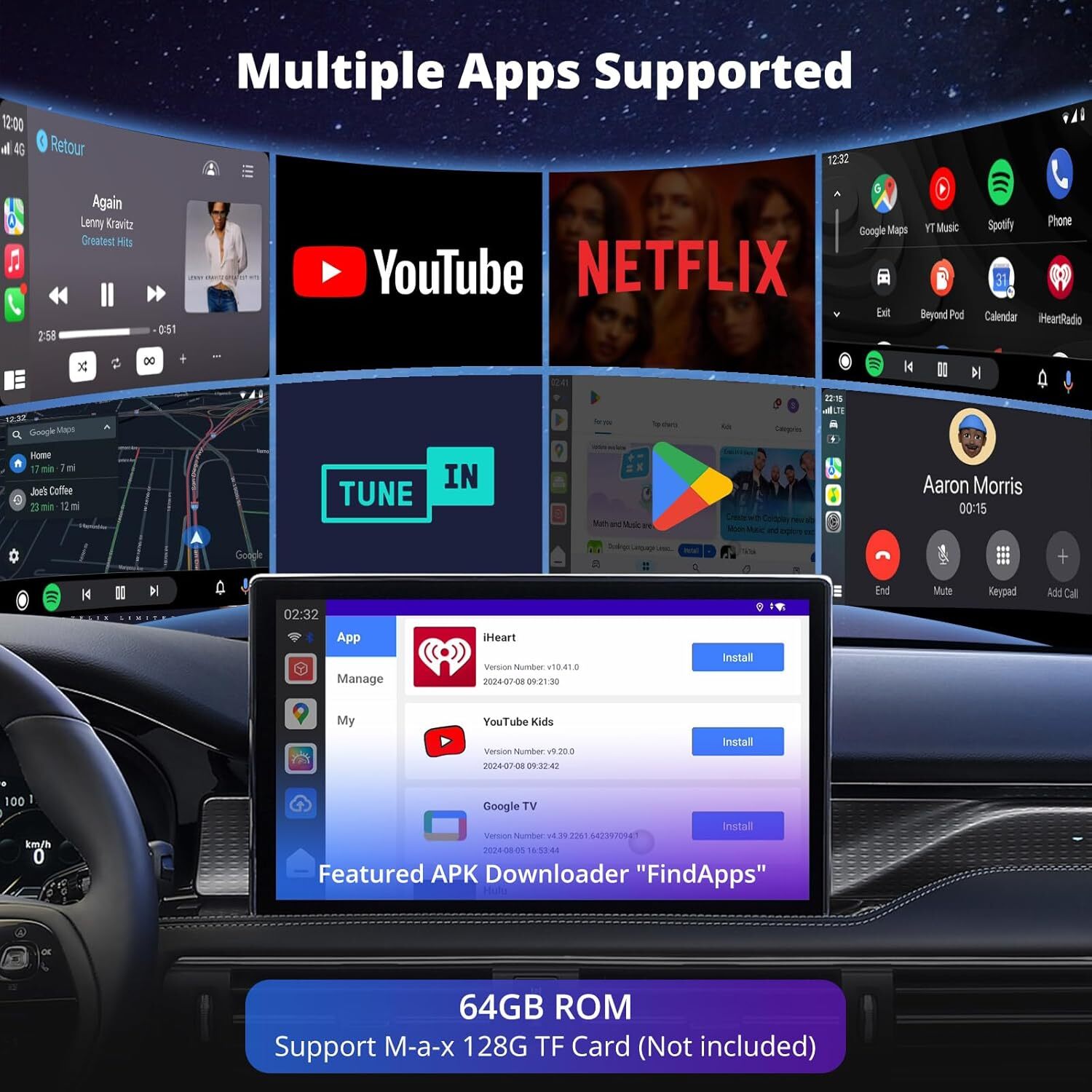 8 Core 4+64GB Wireless Carplay AI BOX Android Auto Adapter WiFi Youtube Netflix