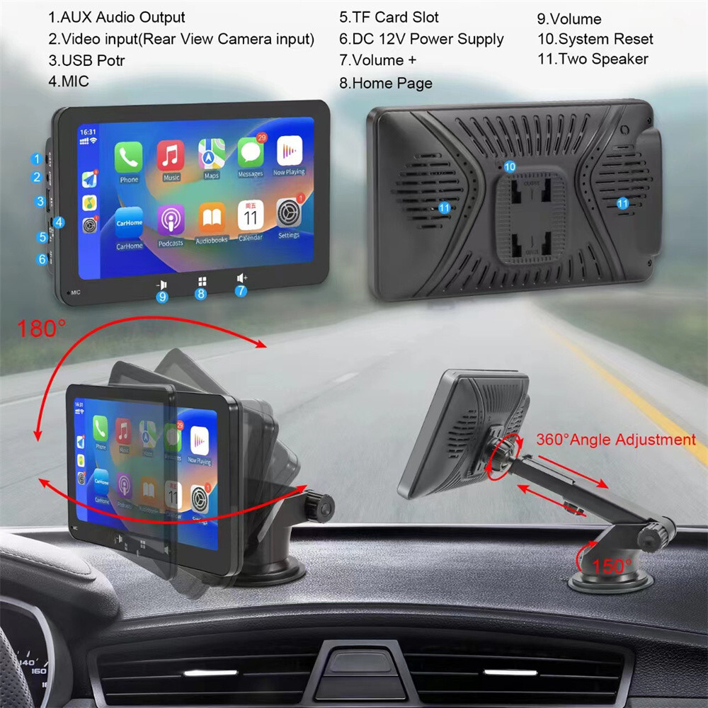 7in Car Stereo Radio Portable Player GPS Navi Touch Screen Mirror Link W/Camera