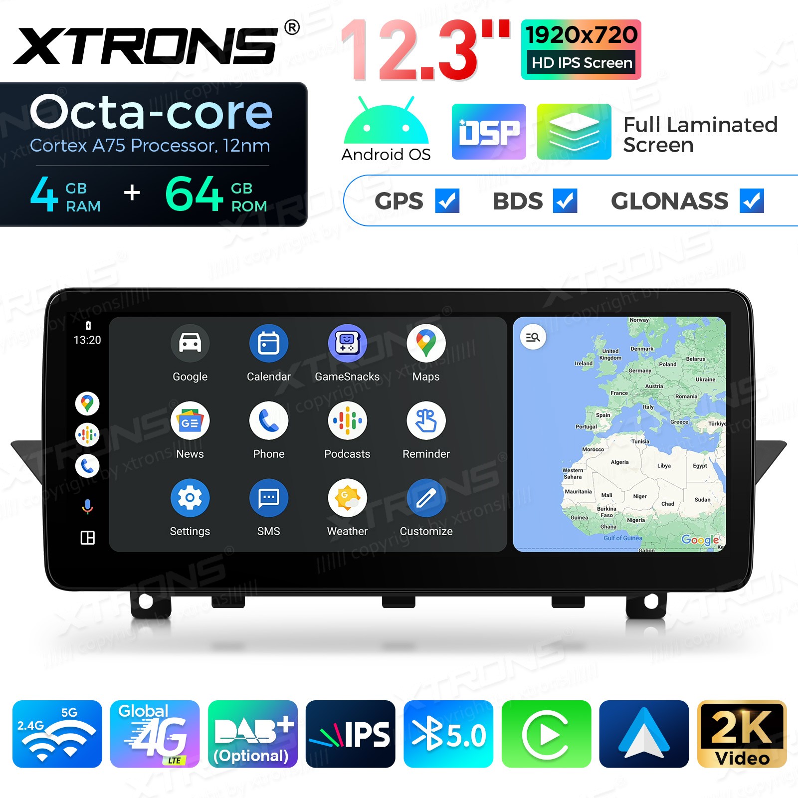 12.3″ Android 14 4G 8-Core 4+64GB CarPlay Car Screen Upgrade WiFi For BMW X1 E84