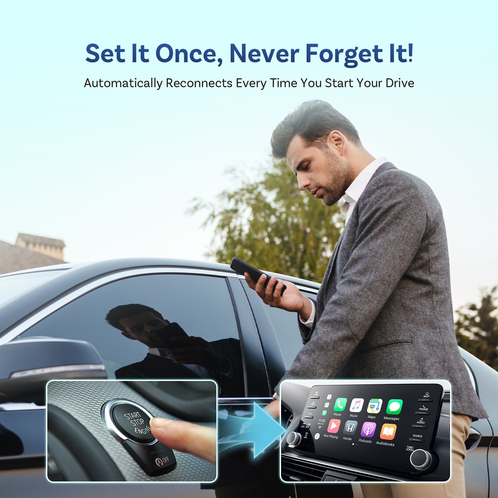 3in1 Wireless CarPlay & Android Auto Adapter Built-in YouTube Android 12 AI BOX