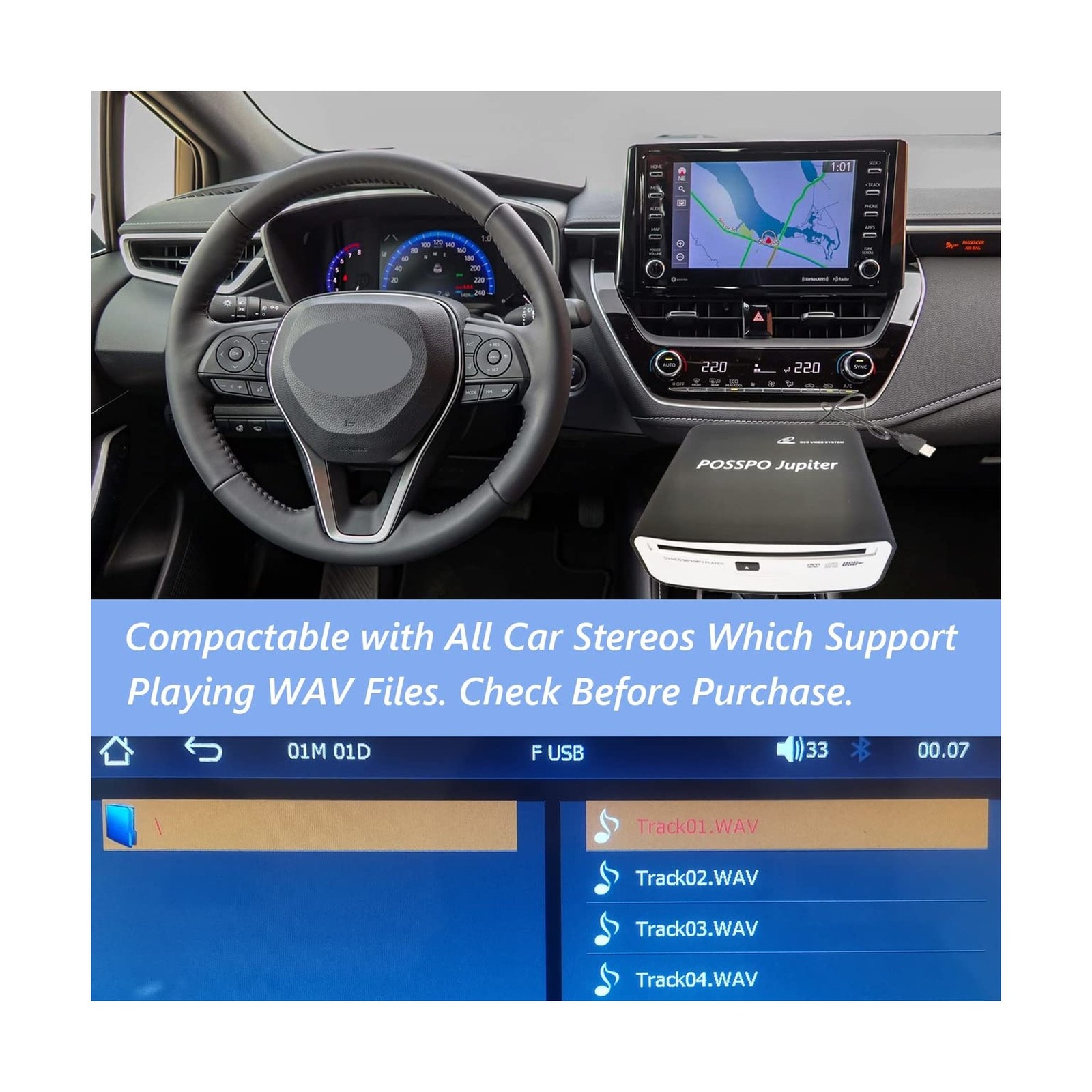 CD DVD Player for Car with USB Port and AUX Port – Plug and Play for CarPlay