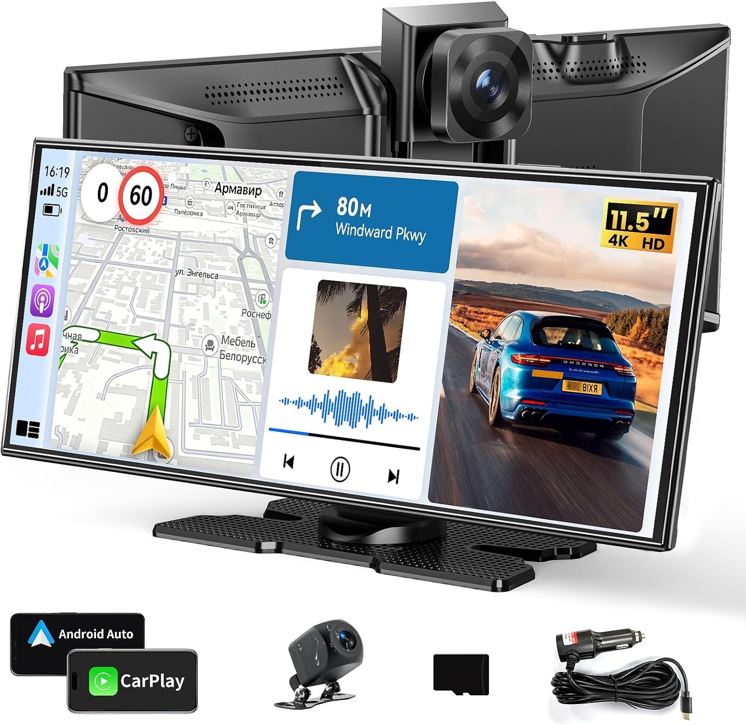 11.5″ Wireless Carplay Screen – Apple Carplay & Android Auto