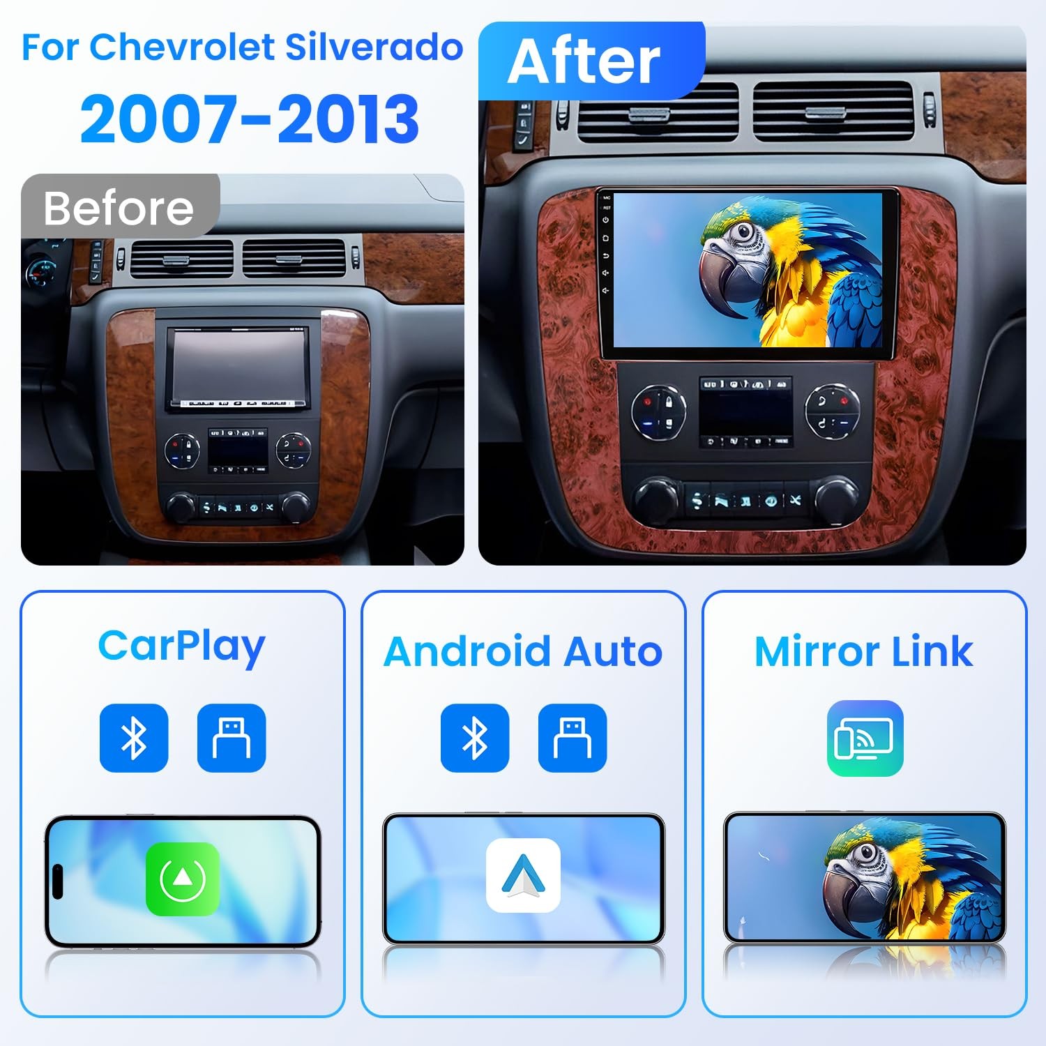 32G Car Radio for Chevy Silverado 07-13 GMC Touchscreen 1280*800 Stereo carplay