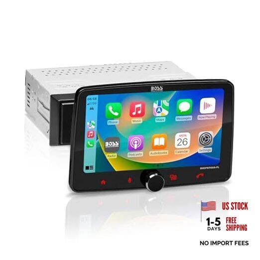 BVCP9700A-FL Single DIN Car Stereo Wireless Apple CarPlay, Android Auto 7 Inch