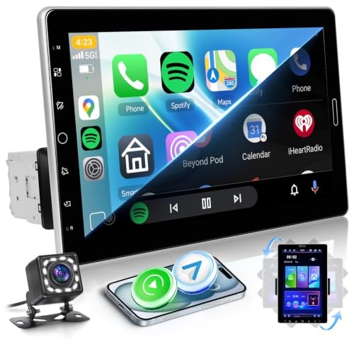 10.1 Inch Single Din Radio with CarPlay Android Auto Bluetooth 5.2 1280×720