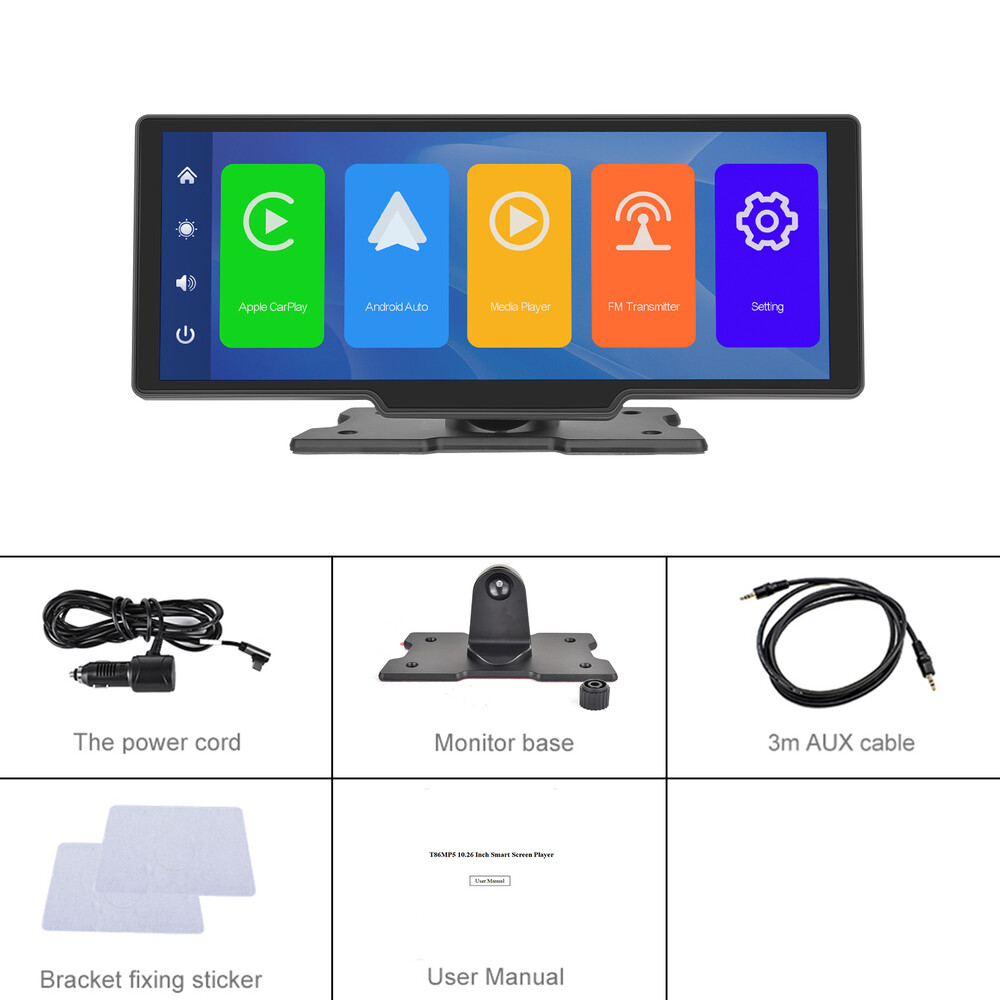 10.26″ Wireless CarPlay Screen Portable Car Stereo Radio Android Auto Screen