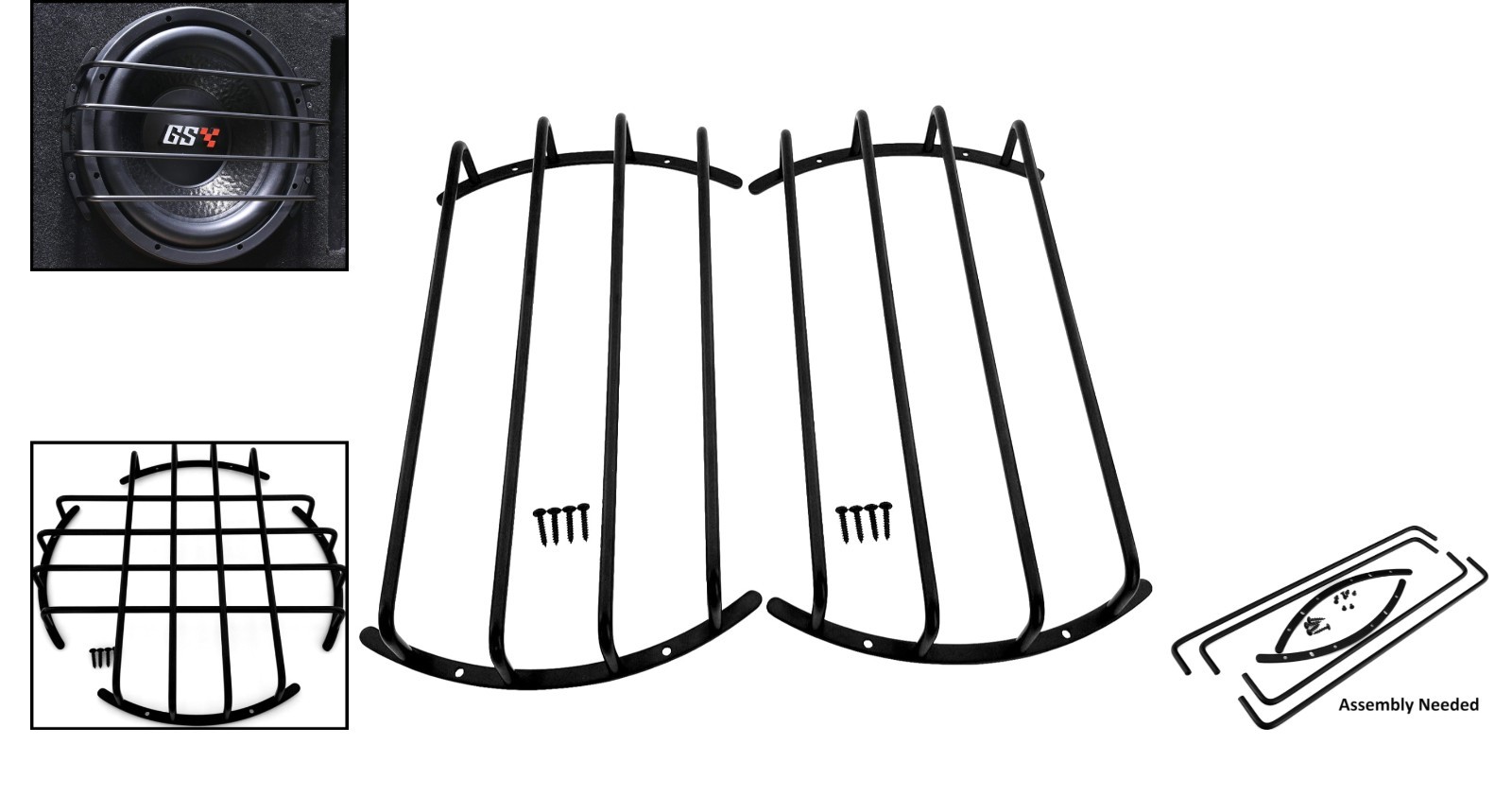 10/12 Inch Car Audio Subwoofer Grille Metal Chrome/Matte Black 2 Pack
