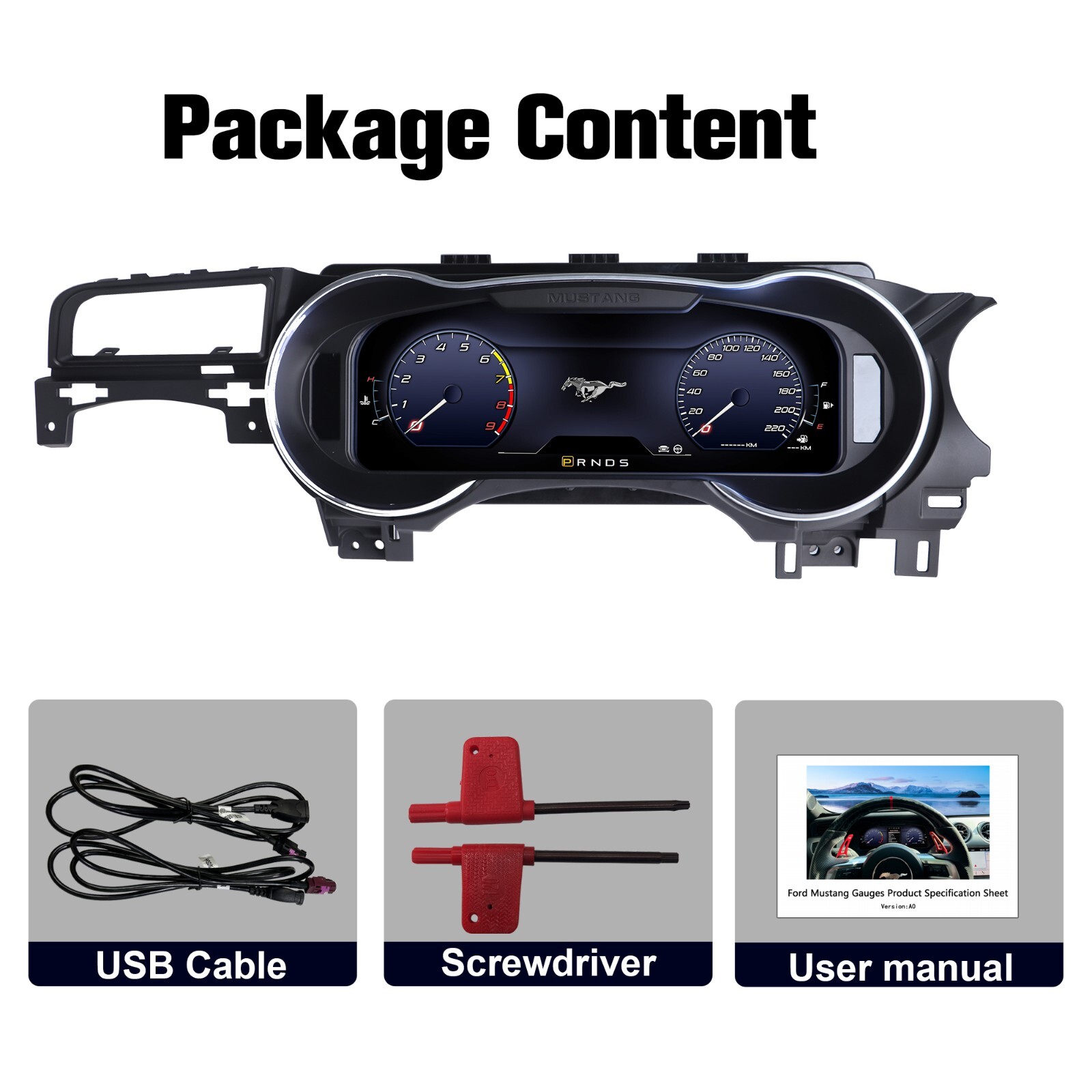 12.3″ LCD Digital Instrument Cluster for Ford Mustang 2015-2021 Dashboard Update