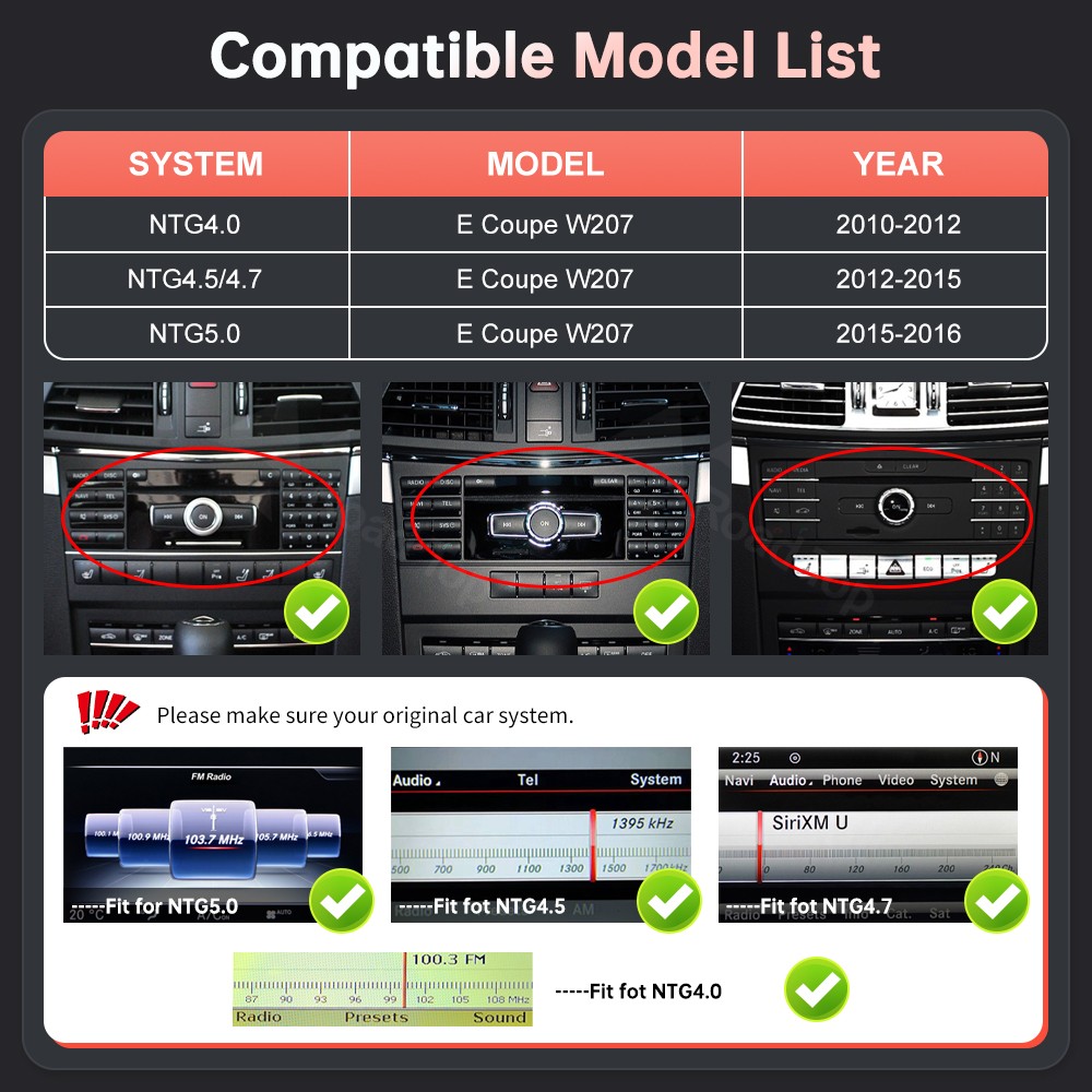 Ultra-Thin 12.3”Wireless Carplay Touchscreen For Mercedes E Coupe C207 2009-16