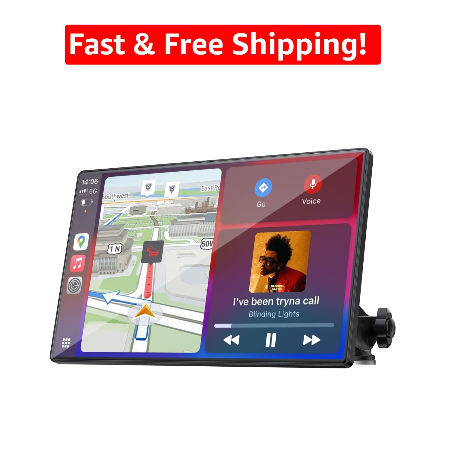 9” Wireless CarPlay & Android Auto with Enhanced Audio Outputs and Grip Mount