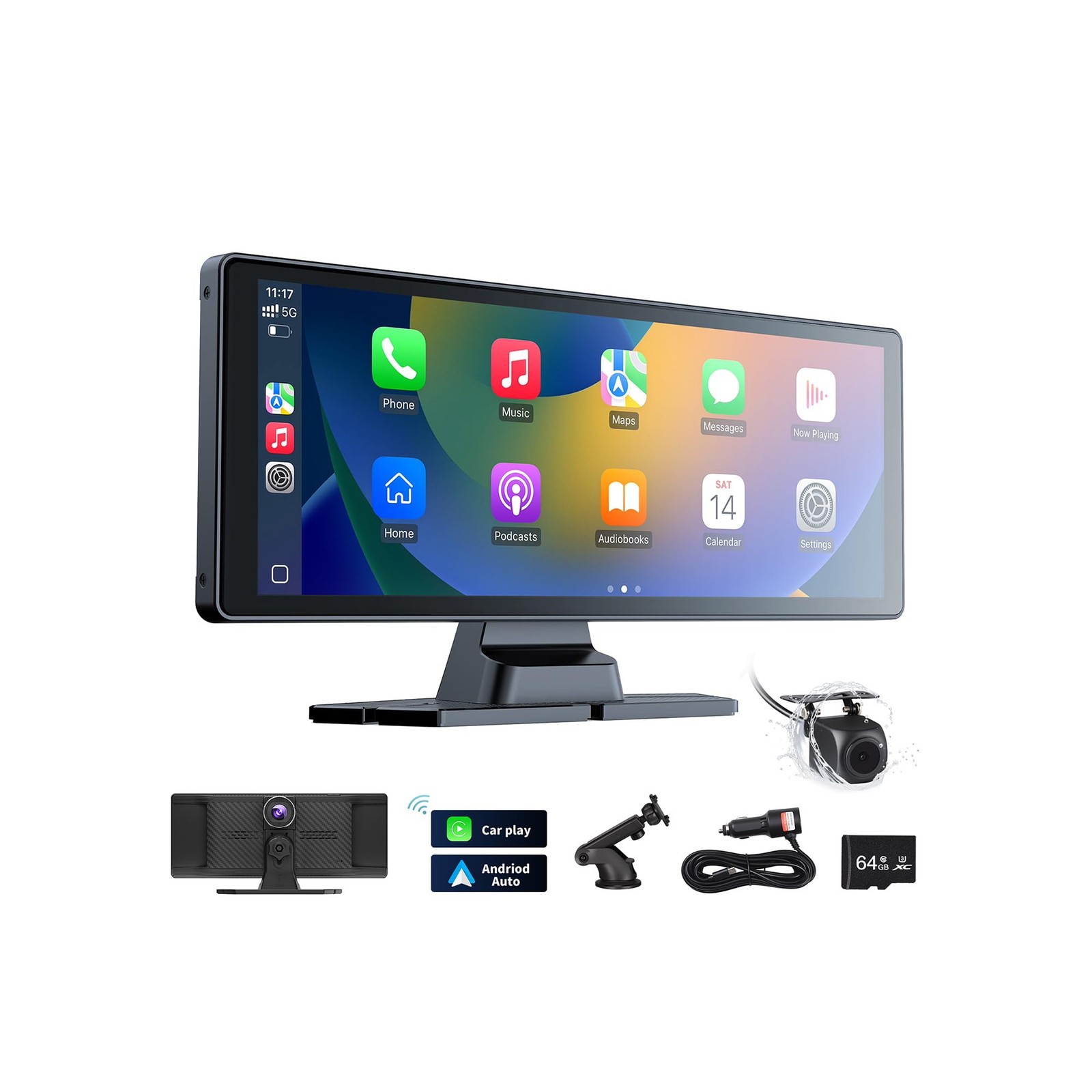 10.26″ Carplay Screen for Car,4K Dash Cam,Portable for Apple Android Auto,Voi…