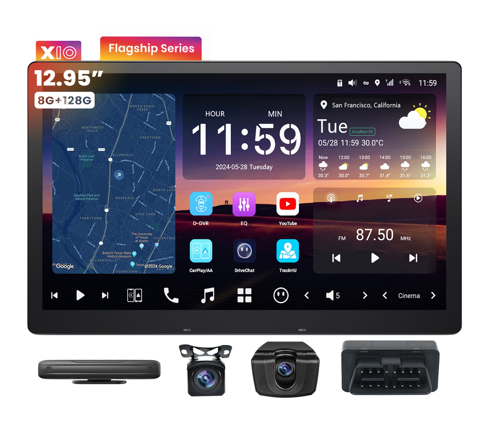 ATOTO X10 12.95IN 1& 2Din Android Car Stereo Wireless CP& AA AI Vision G-Sensor