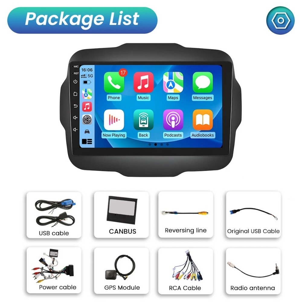 For Jeep Renegade 2015-2020 Apple Carplay Android 15 Car Stereo Radio GPS Navi