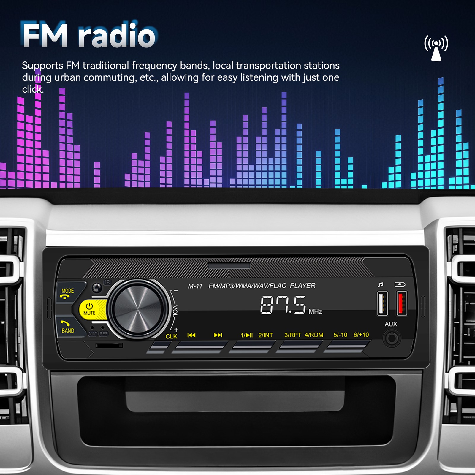 Audio Systems 616UAB Car Stereo, Bluetooth, MP3, USB, Aux In, AM/FM Radio RED
