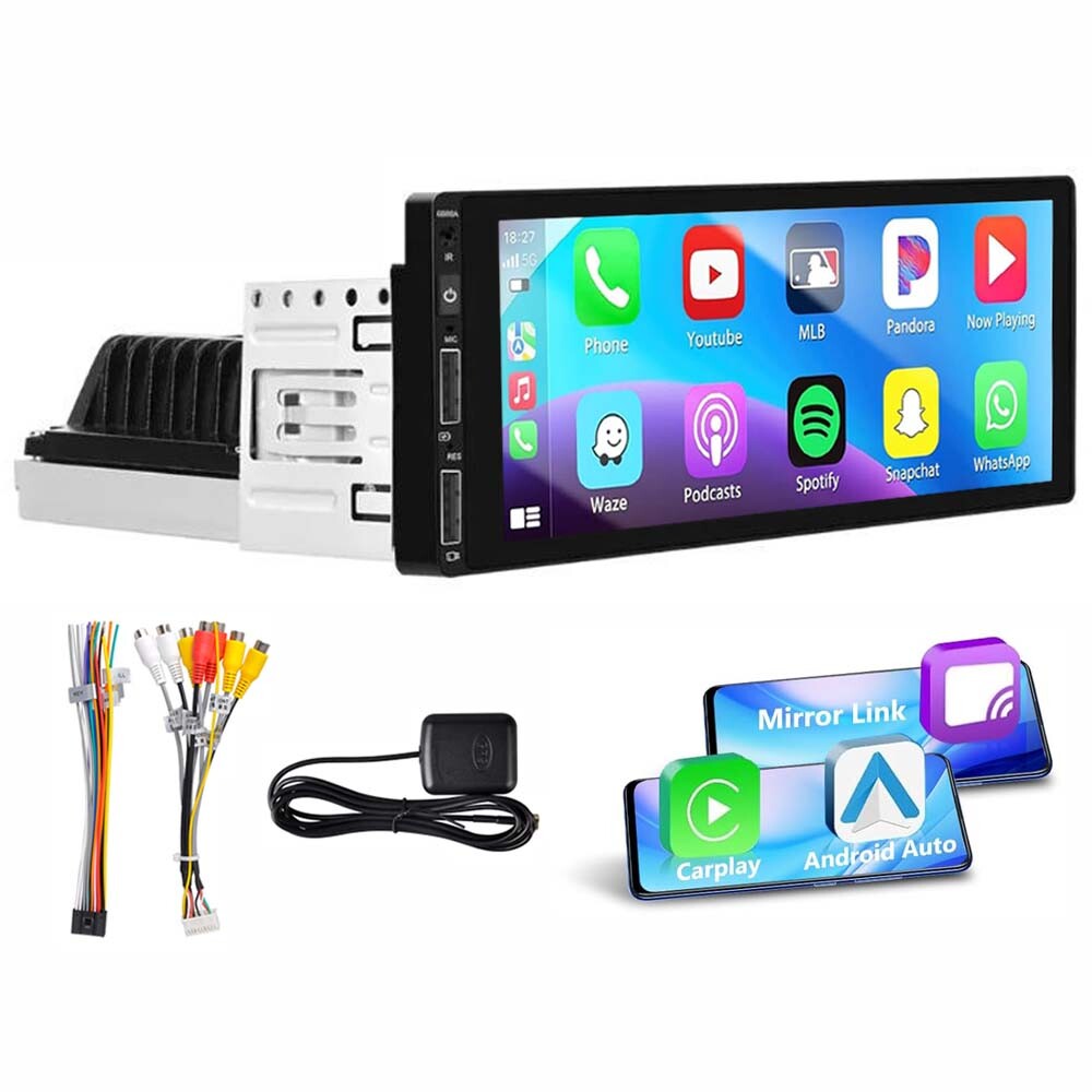 Single 1 DIN Car Radio GPS NAVI WiFi Carplay 6.9Inch Stereo Player Android 2+32G