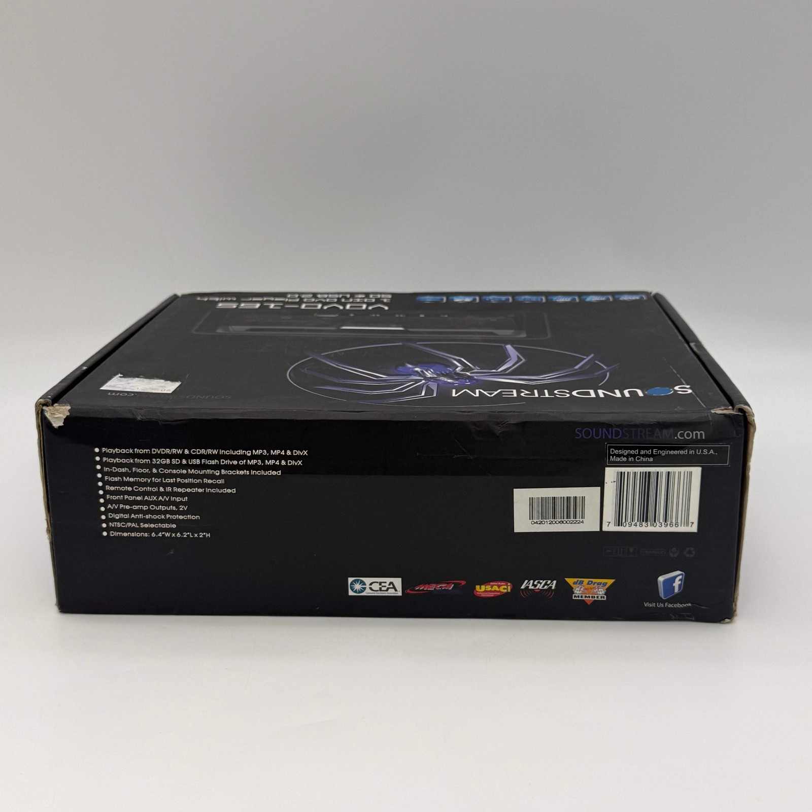Soundstream VOVO-165 1 DIN In-Dash DVD Player USB 2.0 SD Aux MP3 DivX
