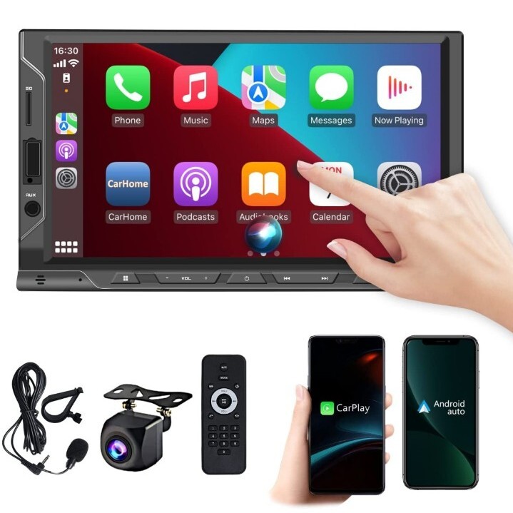 New Nanoo Bluetooth 5.2 Double Din Car Stereo with Apple CarPlay Android 7″