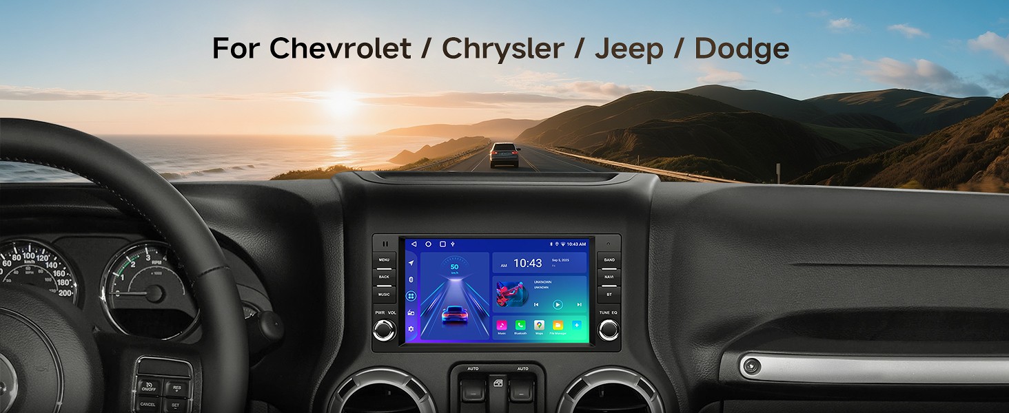 Car Stereo for Jeep, Dodge, Chrysler & Chevrolet Wireless Apple CarPlay Android