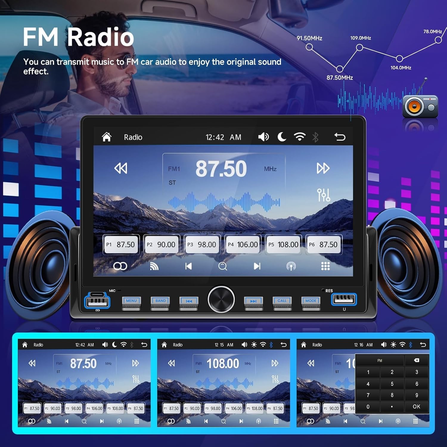 7 Inch Single Din Car Stereo – Wireless CarPlay & Android Auto, Mirror Link, …