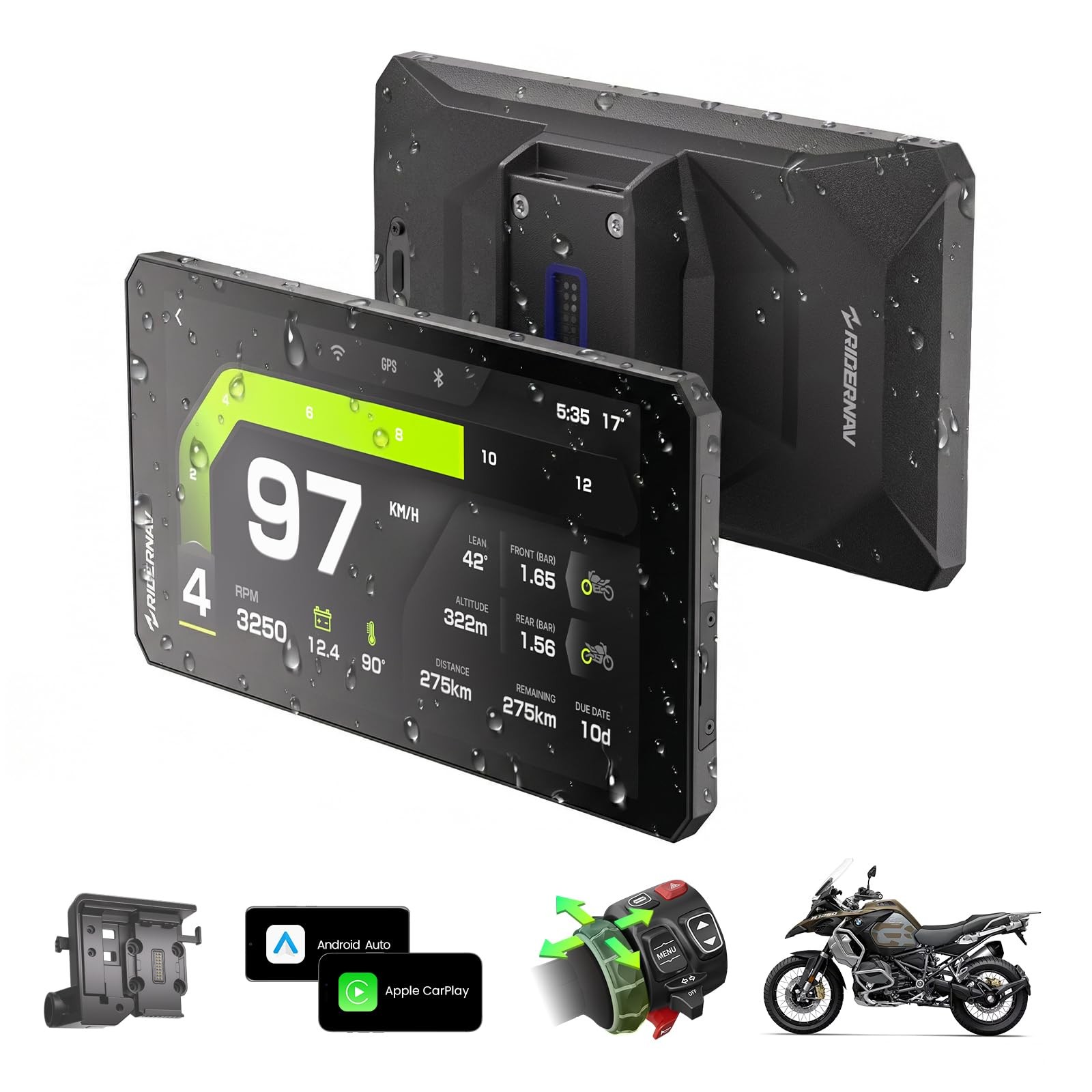 RiderNav R7M 7″ Wireless Motorcycle CarPlay & Android Auto for BMW Motorcycles