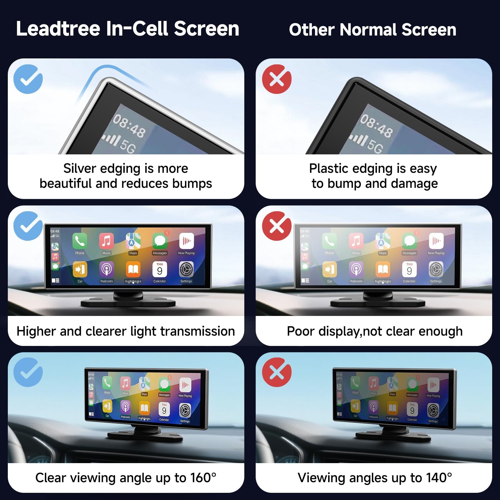 11.26 Inch HD Touchscreen Car Display, Wireless CarPlay/Android Auto Screen f…