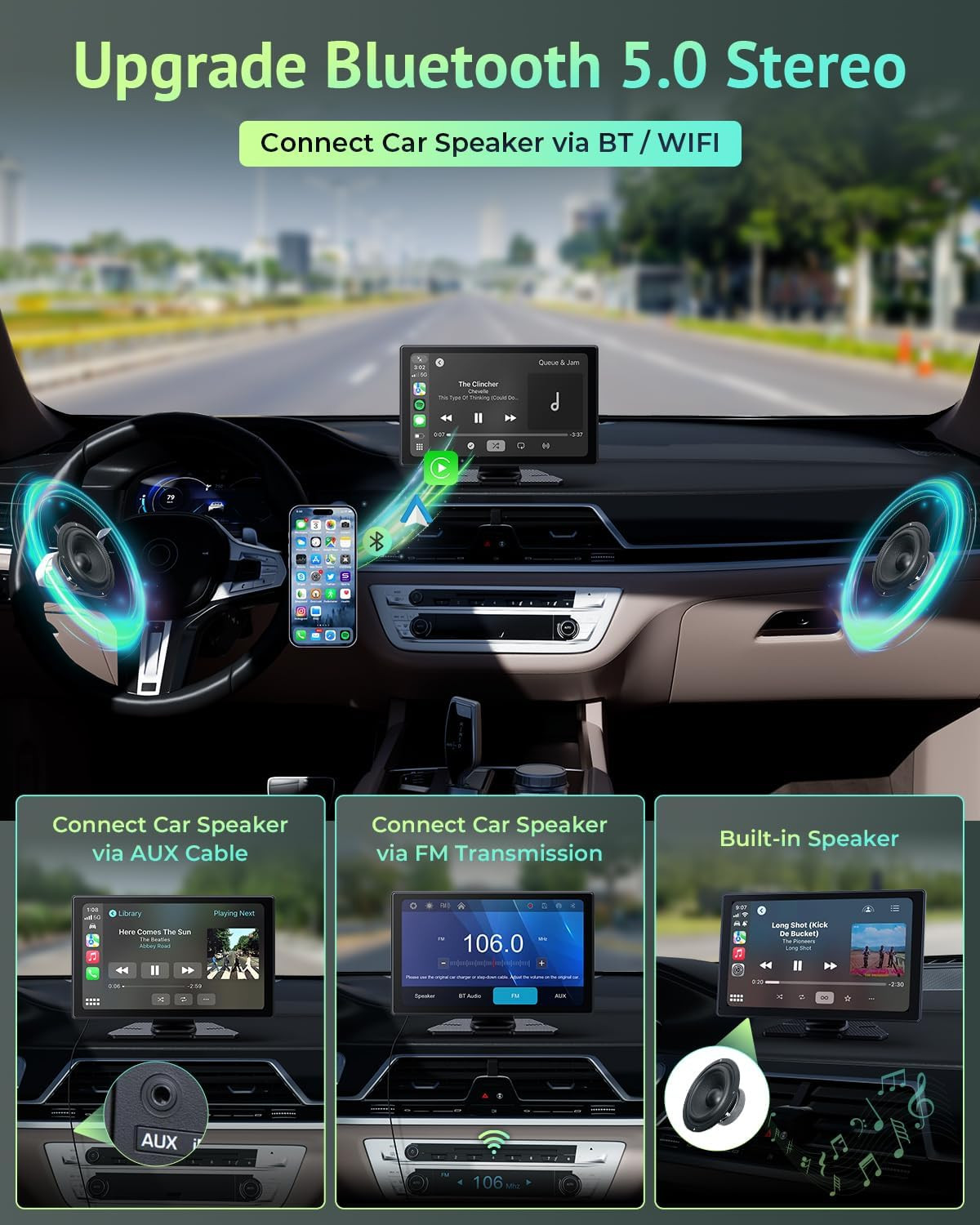 [2025 Upgrade] Apple Carplay Screen for Car&Android Auto Screen with 4K Dash Cam