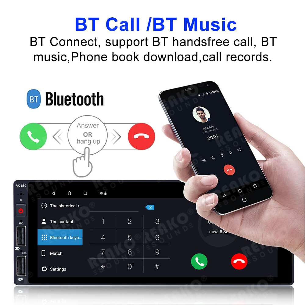 Android 12 Single 1 Din 6.9″ Bluetooth GPS WIFI Touch Screen Car Stereo FM Radio