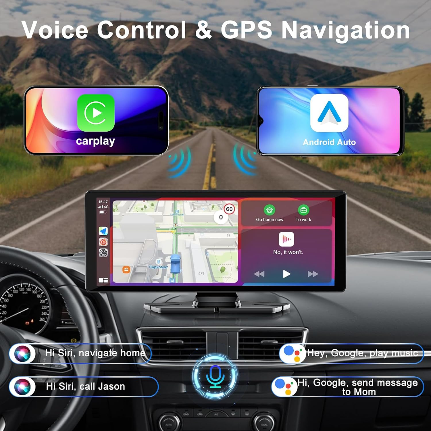 Carplay Screen for Car,10.26″ HD Car Stereo for Apple Carplay & Android Auto -Wi
