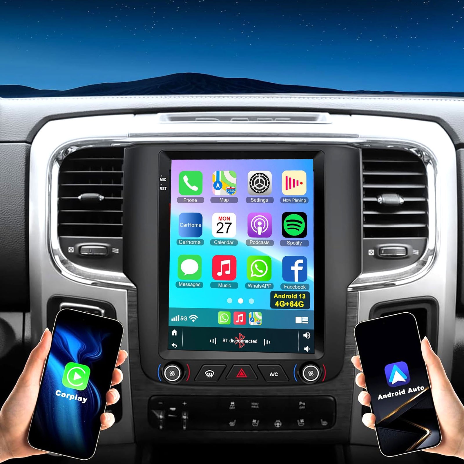 9.7”Android13 4+64G Car Stereo Radio Navi GPS For Dodge RAM 1500 2500 3500 4500