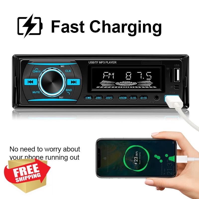 iAmotus 1 DIN Car Stereo Bluetooth FM MP3 7-Color