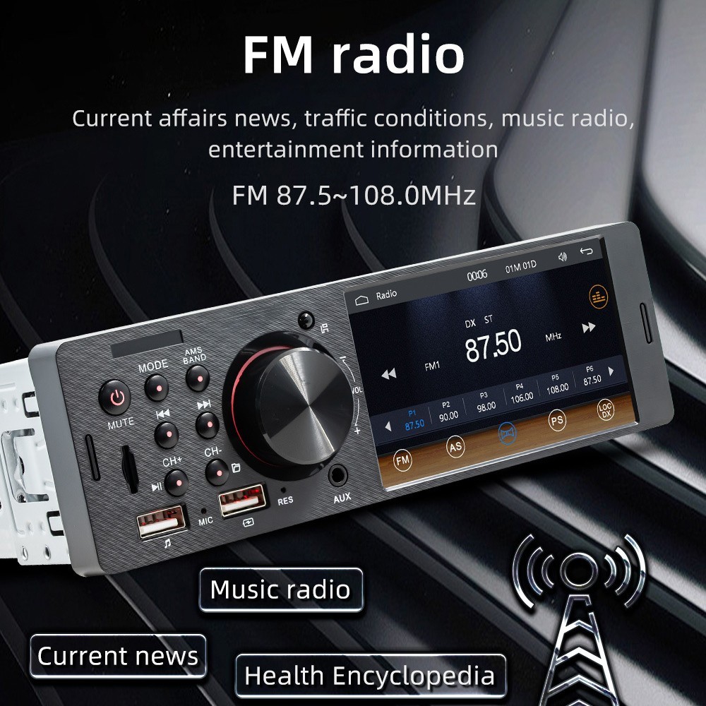 1DIN 4″ Car MP5 Player Wireless CarPlay Android Auto Steering Wheel Control AUX