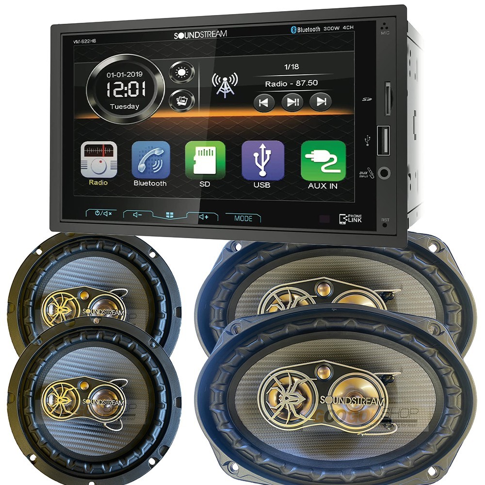 6.2″ Touchscreen Bluetooth AM/FM Car Stereo + 6×9″ 500W & 6.5″ 300W Speakers set