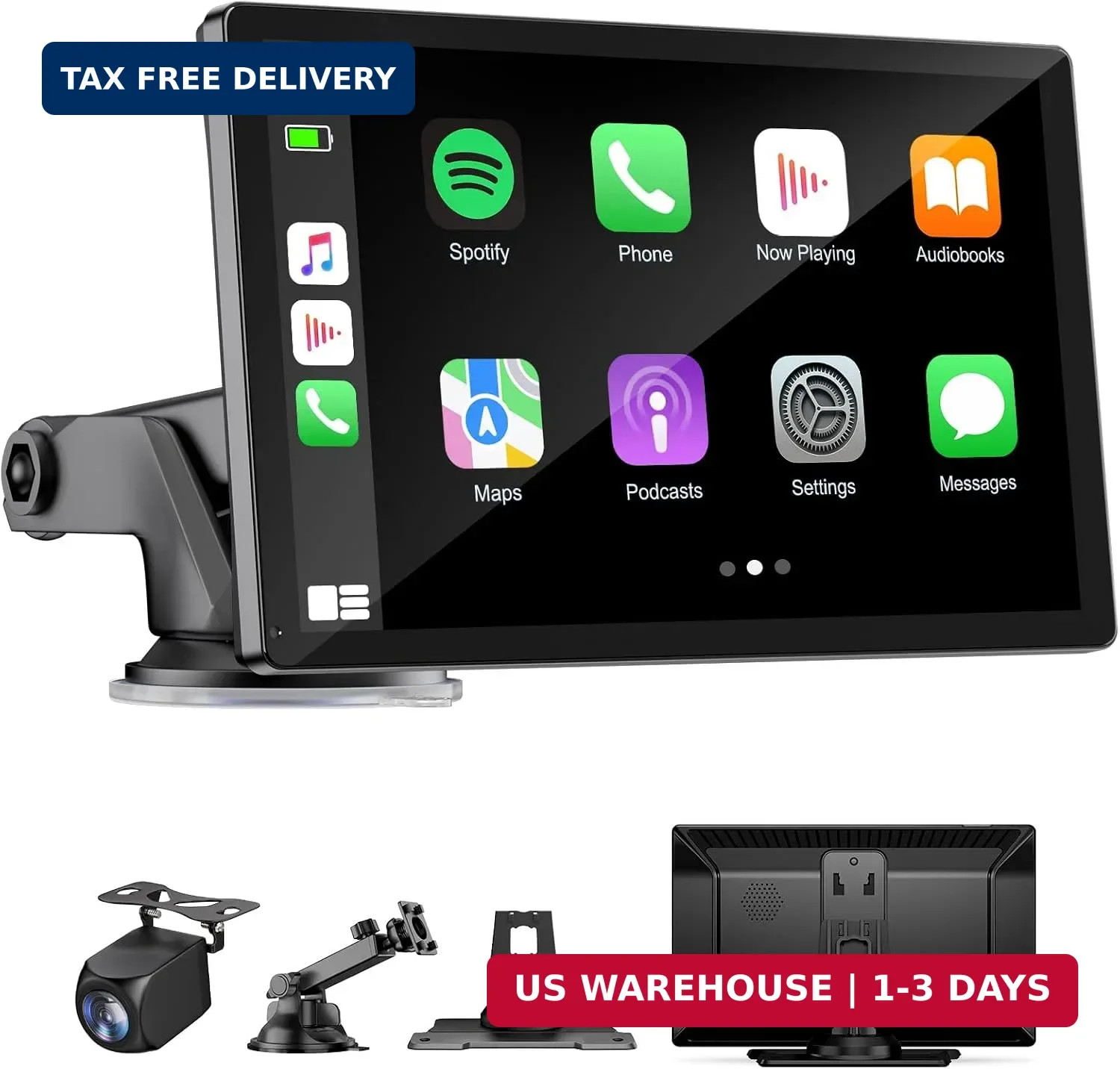 9″ Wireless Apple Carplay Screen for Car Portable Android Auto Touchscreen GPS