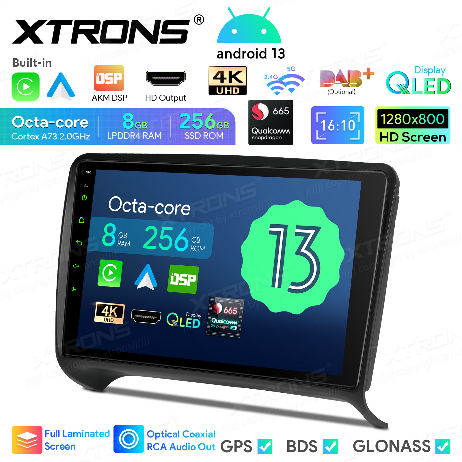 Sat Navi 8-Core Android 13 256GB Car Play GPS Radio Stereo WiFi HDMI For Audi TT