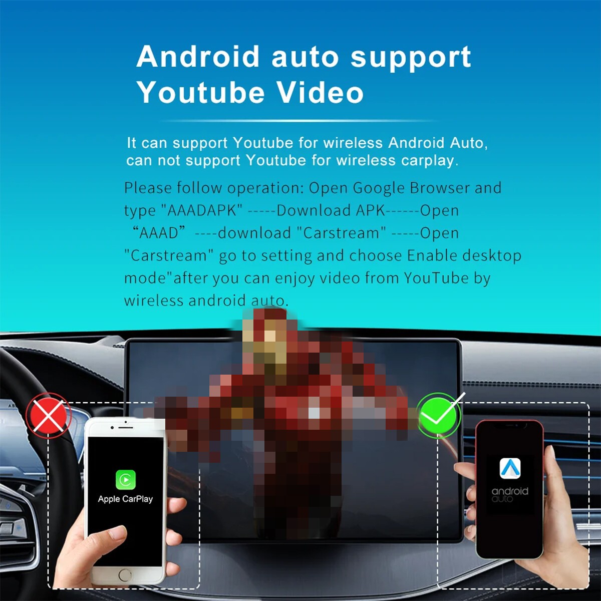 For Wireless CarPlay AI Box Android Auto Adapter WIFI Converter Netflix YouTube