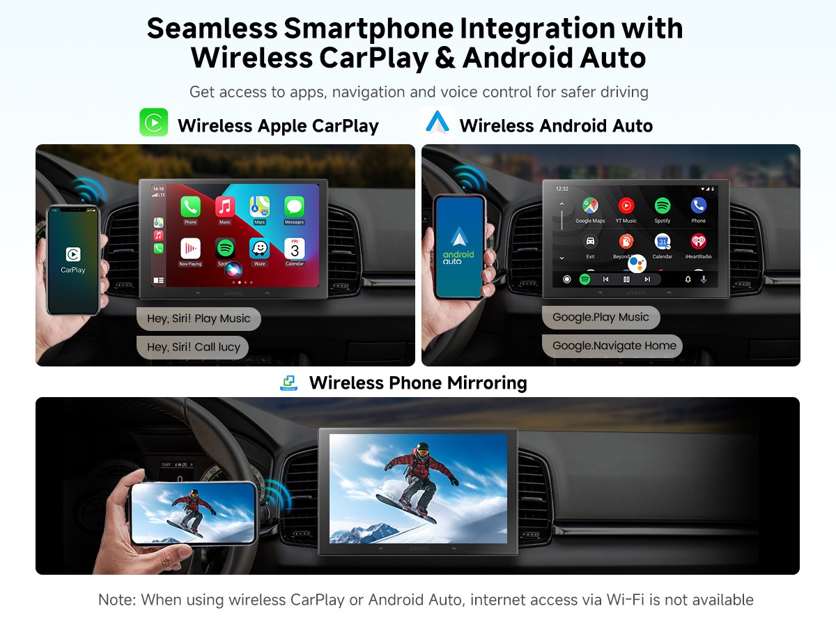 ATOTO X10 9″ Android Double DIN Car Stereo Wireless CP &AA Smart Parking Monitor