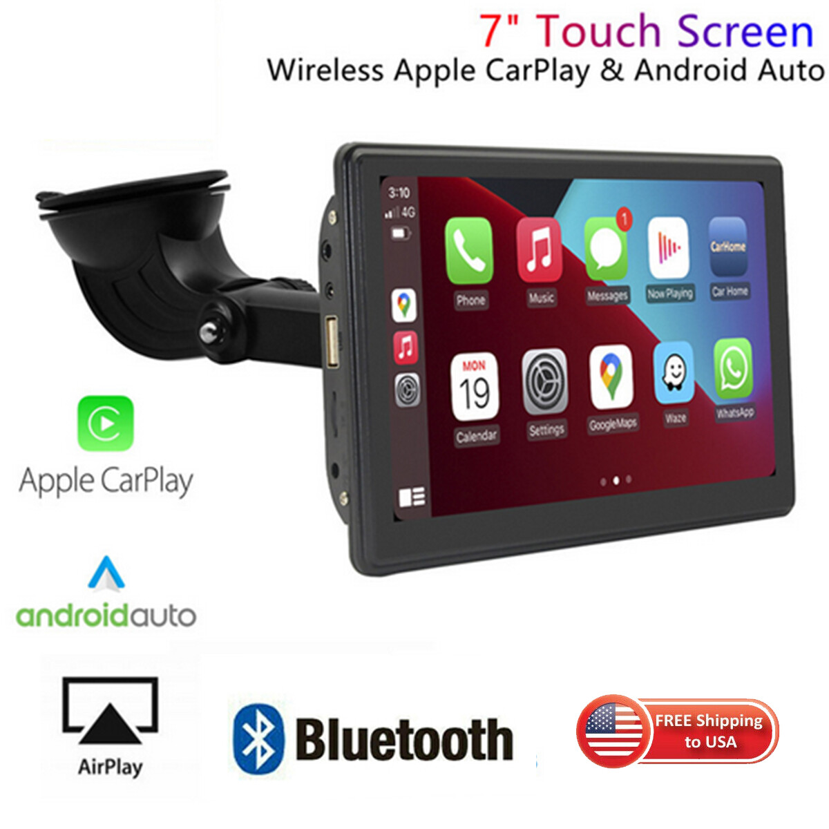 7in Bluetooth FM Car Stereo Radio Carplay Player Touch Screen Wireless Monitor