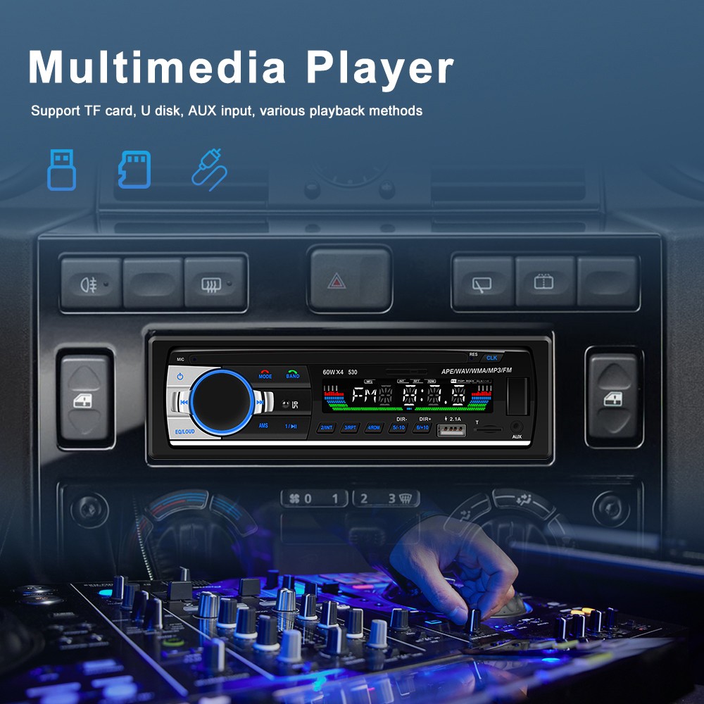 Bluetooth Single 1 Din Car Stereo Radio MP3 Player In-Dash FM USB SD Aux Input
