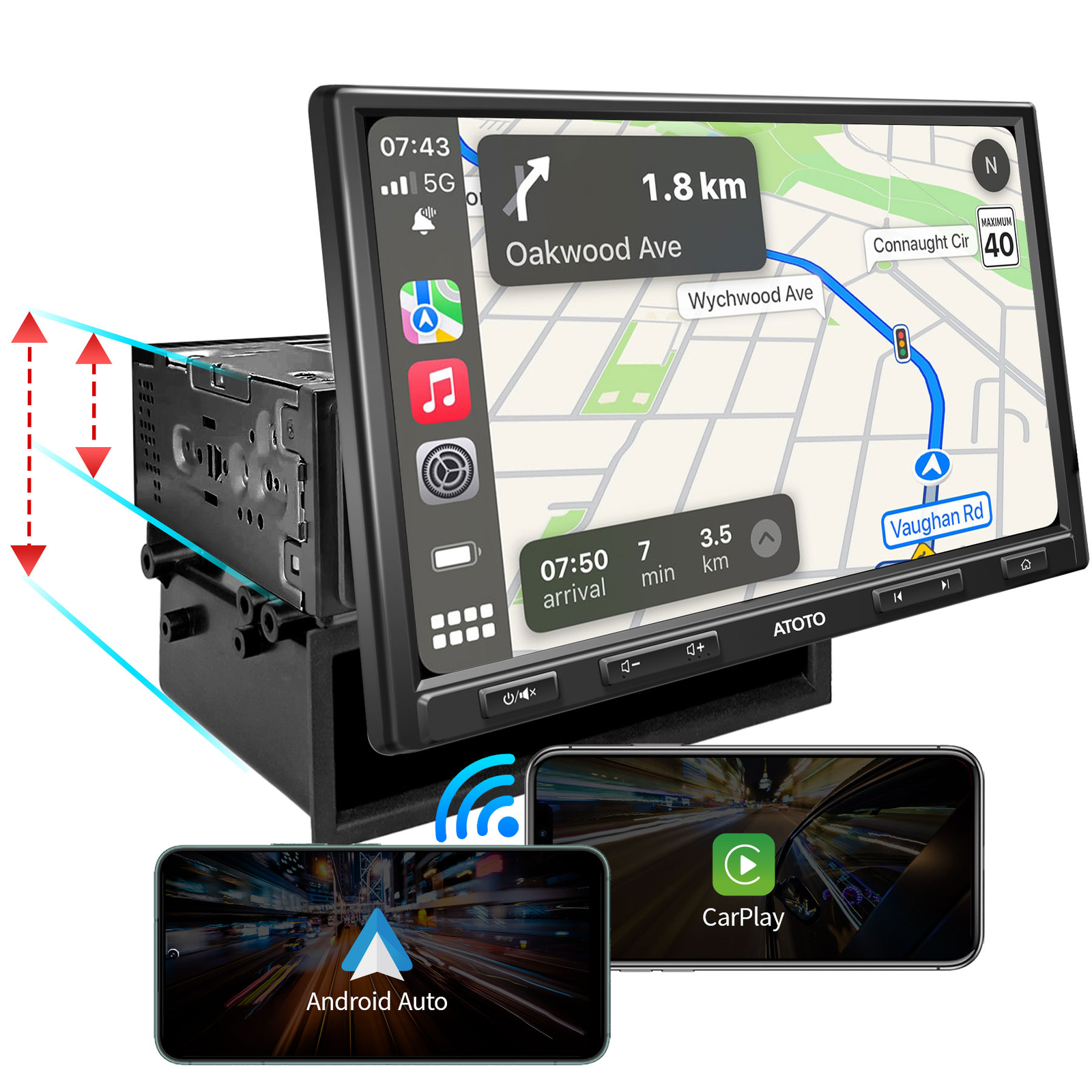 ATOTO F7 XE Car Stereo Double-Single DIN Adaptive Wireless CarPlay/Android Auto