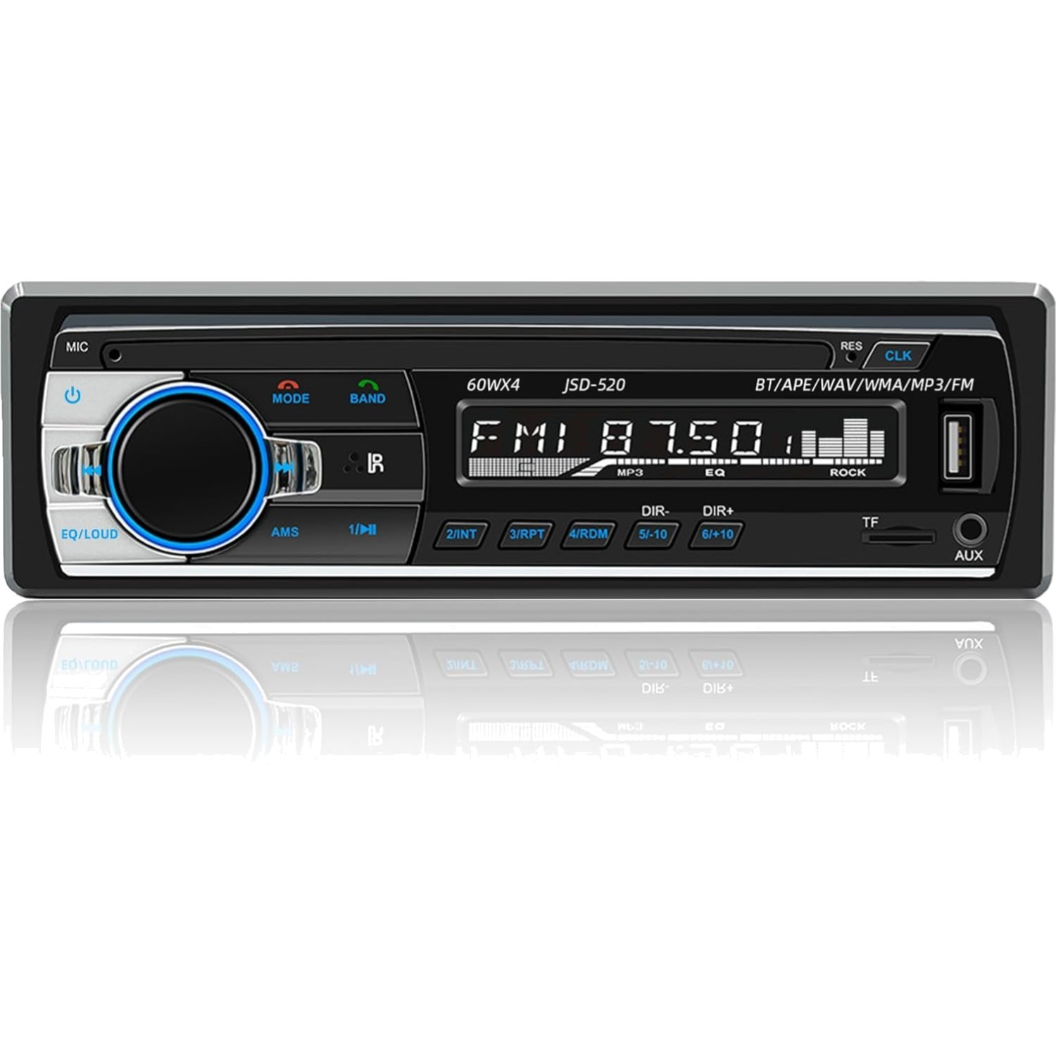 Compact JSD-520 Single Din Car Stereo with Bluetooth & Hands-free Calling