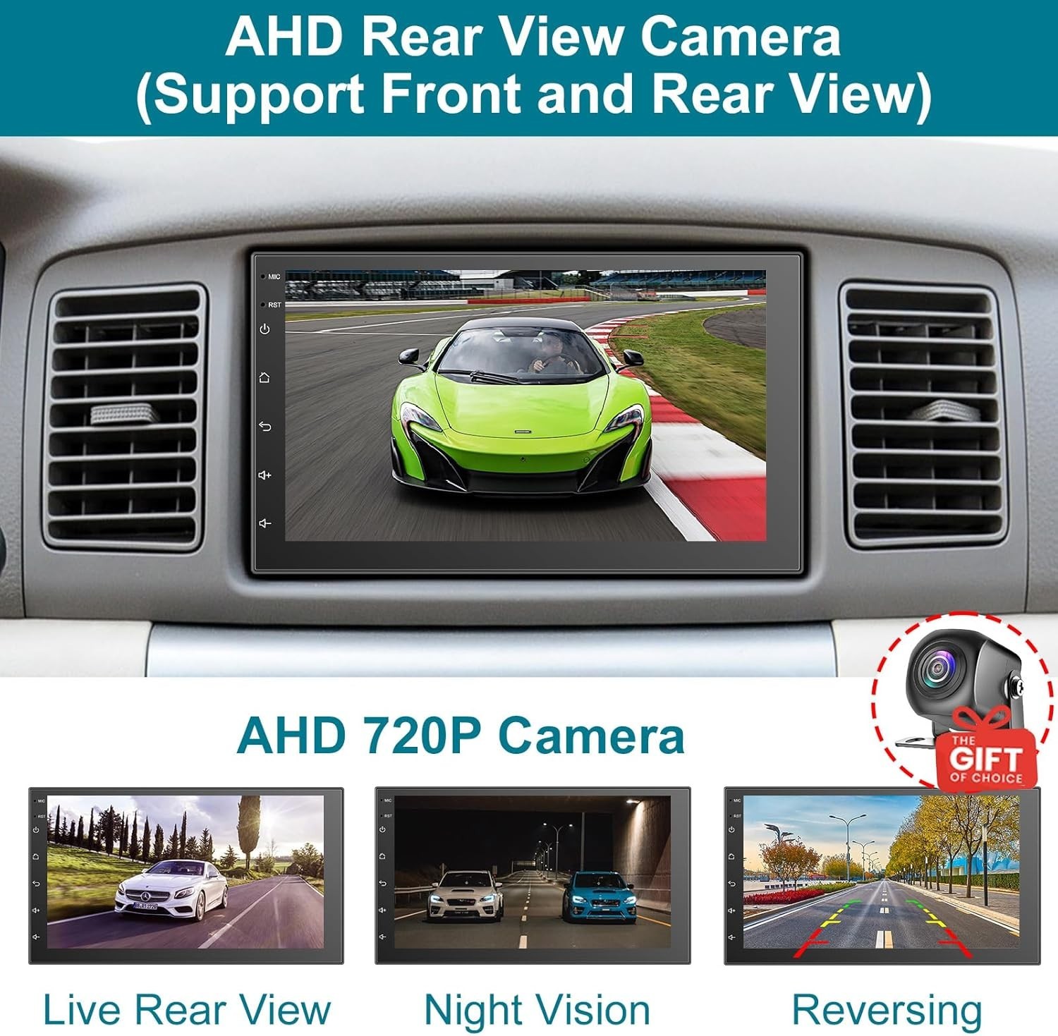 All-in-One 7-Inch Car Stereo with Bluetooth, Wi-Fi, and Dual Camera Integration