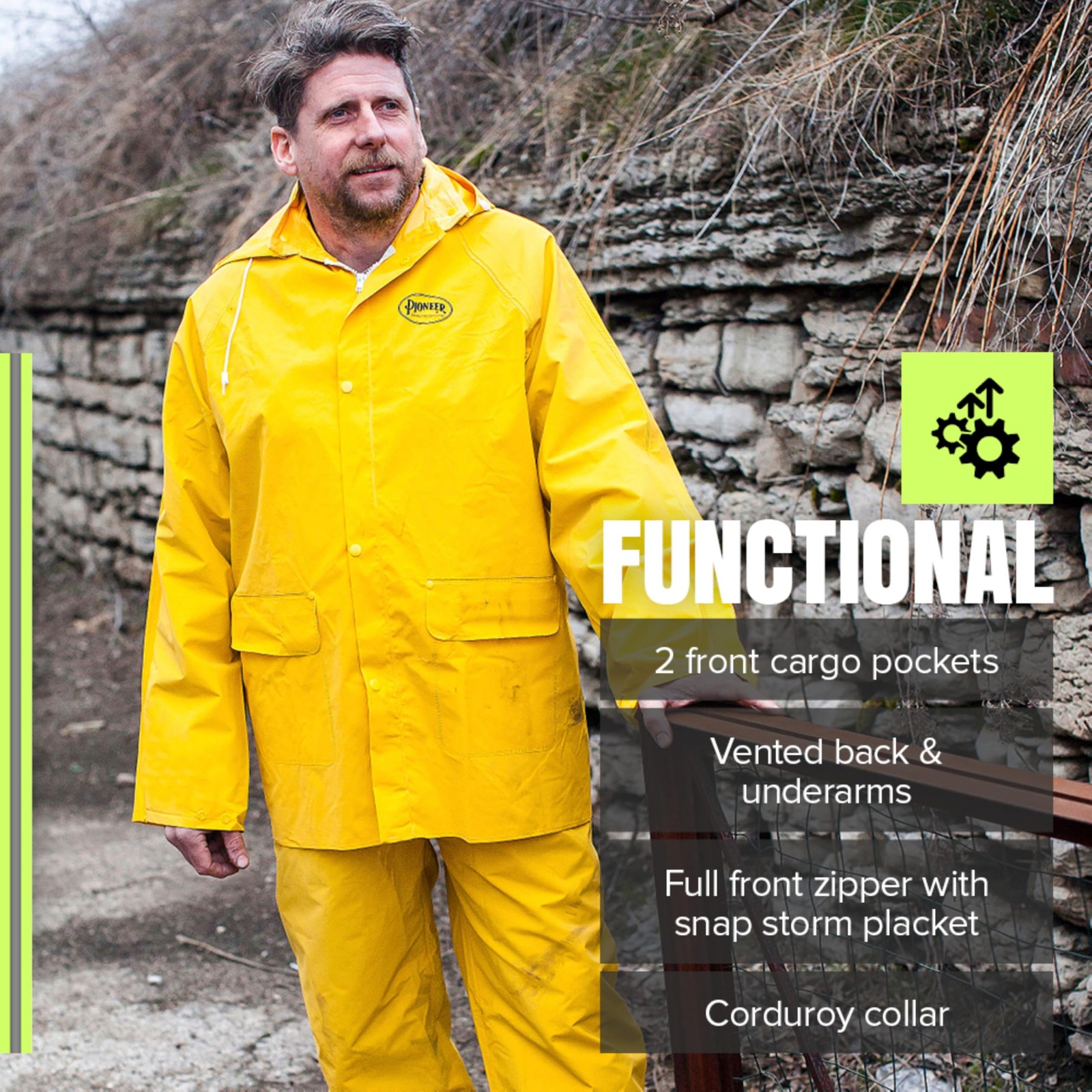 Waterproof PVC Work Suit for Men – Repel Rain Gear Yellow Safety Jacket and B…